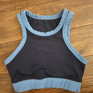 Blue and Black Women's sports bra